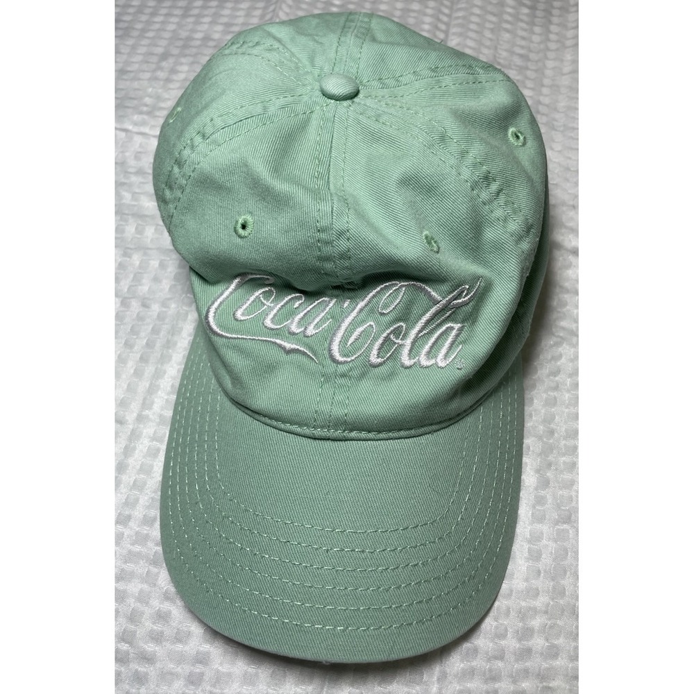 Mint Green Coca-Cola 6-panel Adjustable Strap-back Hat With Embroidered Logo